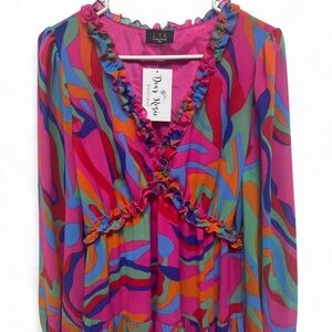 Vibrant Retro Disco Rainbow Boutique Maxi Dress